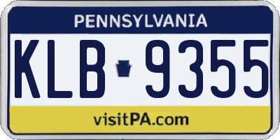 PA license plate KLB9355