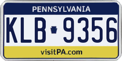 PA license plate KLB9356