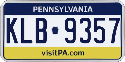 PA license plate KLB9357