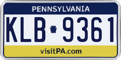 PA license plate KLB9361