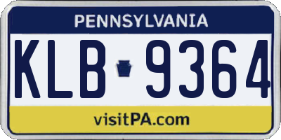 PA license plate KLB9364