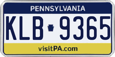 PA license plate KLB9365
