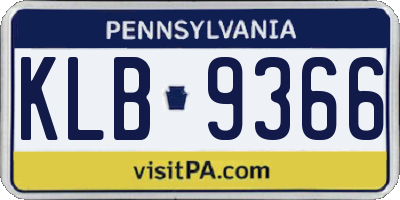 PA license plate KLB9366