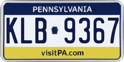PA license plate KLB9367