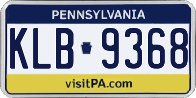 PA license plate KLB9368
