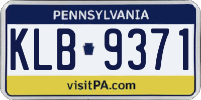 PA license plate KLB9371