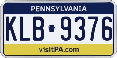 PA license plate KLB9376