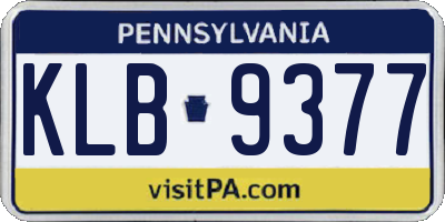 PA license plate KLB9377