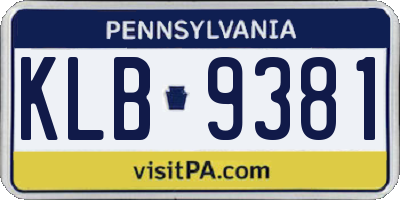 PA license plate KLB9381