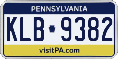 PA license plate KLB9382