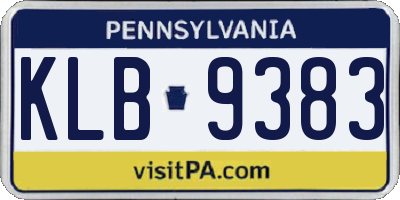 PA license plate KLB9383