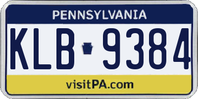 PA license plate KLB9384