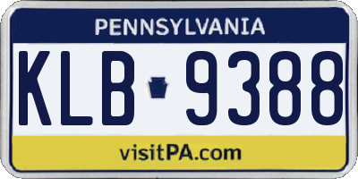 PA license plate KLB9388