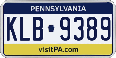 PA license plate KLB9389