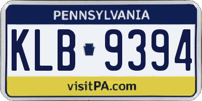 PA license plate KLB9394