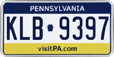PA license plate KLB9397