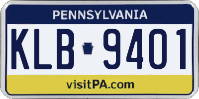 PA license plate KLB9401