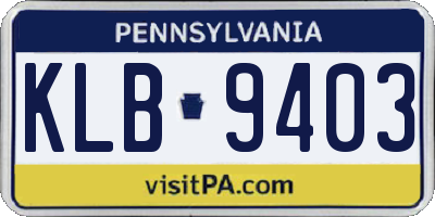 PA license plate KLB9403