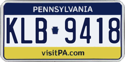 PA license plate KLB9418