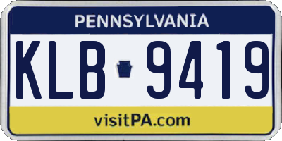 PA license plate KLB9419
