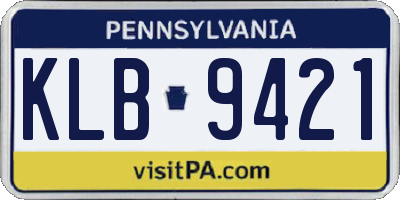 PA license plate KLB9421