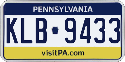 PA license plate KLB9433