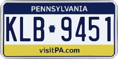 PA license plate KLB9451