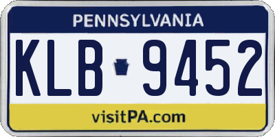 PA license plate KLB9452