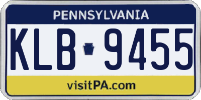 PA license plate KLB9455