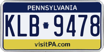 PA license plate KLB9478