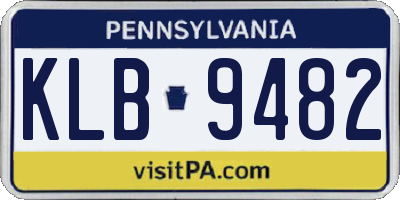 PA license plate KLB9482