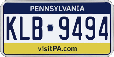 PA license plate KLB9494