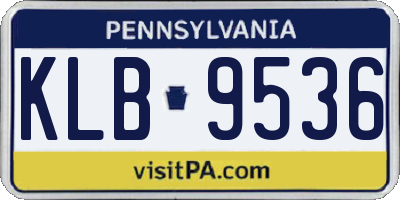 PA license plate KLB9536