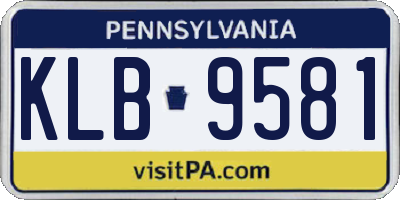 PA license plate KLB9581