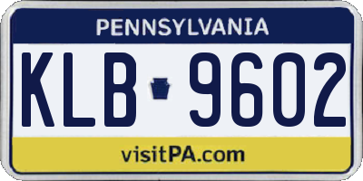 PA license plate KLB9602