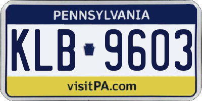 PA license plate KLB9603