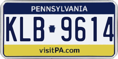 PA license plate KLB9614