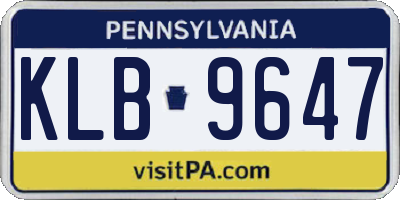 PA license plate KLB9647