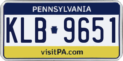 PA license plate KLB9651