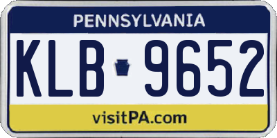 PA license plate KLB9652