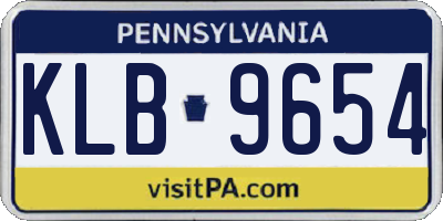 PA license plate KLB9654