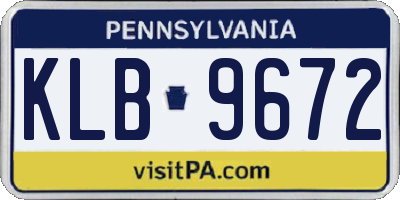 PA license plate KLB9672