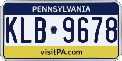 PA license plate KLB9678