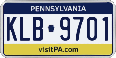PA license plate KLB9701