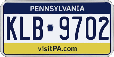 PA license plate KLB9702