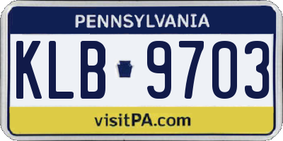 PA license plate KLB9703