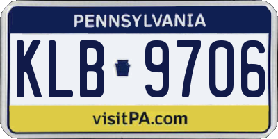 PA license plate KLB9706