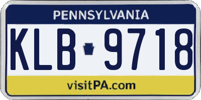 PA license plate KLB9718