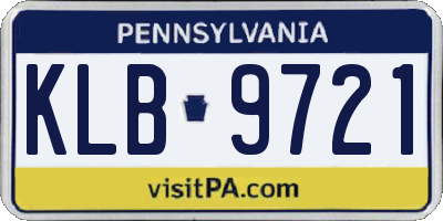 PA license plate KLB9721
