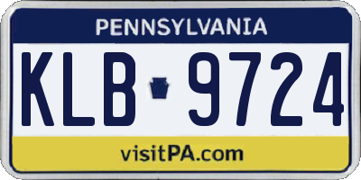 PA license plate KLB9724